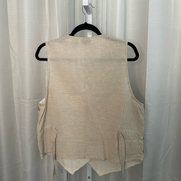 VINTAGE Boho Cottagecore Casey Max Vest Linen Embroidered Women’s L - Picture 6 of 8
